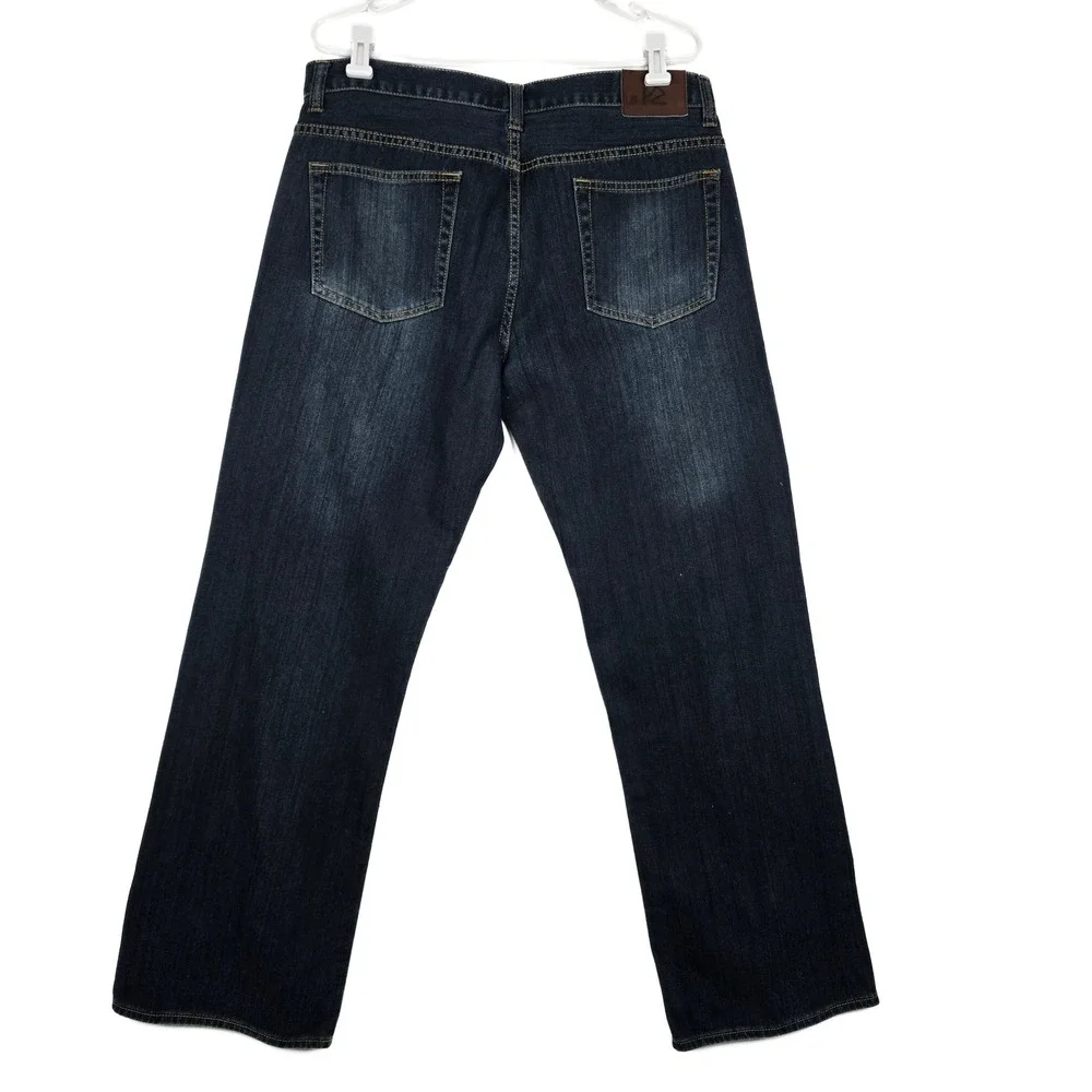 Perry Ellis Premium Denim Mens 36x32 Dark Wash Straight Leg Jeans 100% Cotton